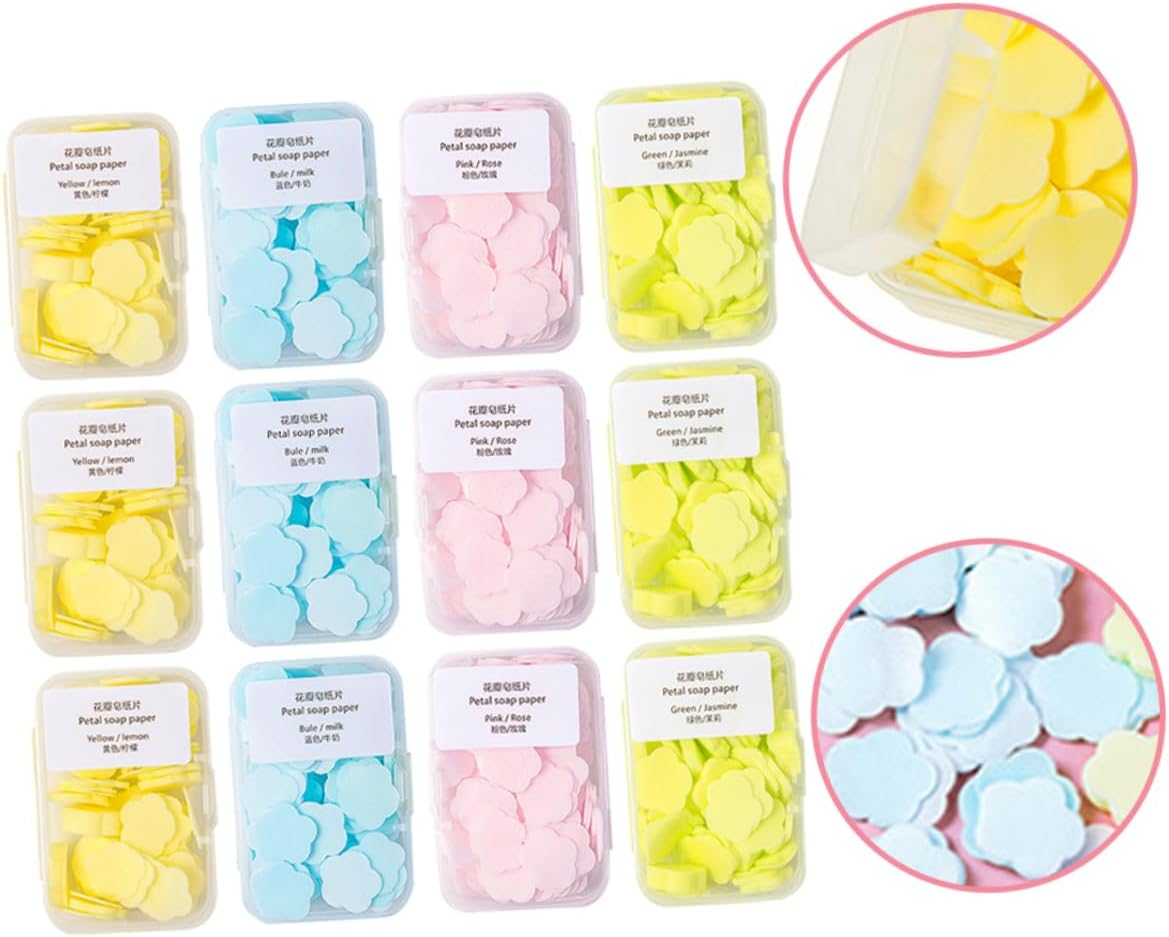 Abaodam Portable Paper Soap Sheets 16 Boxes Disposable Hand Wash Soap Flakes Scented, Milk, Rose, Jasmine Fragrance Travel Hand Cleaning Essentials image number 2