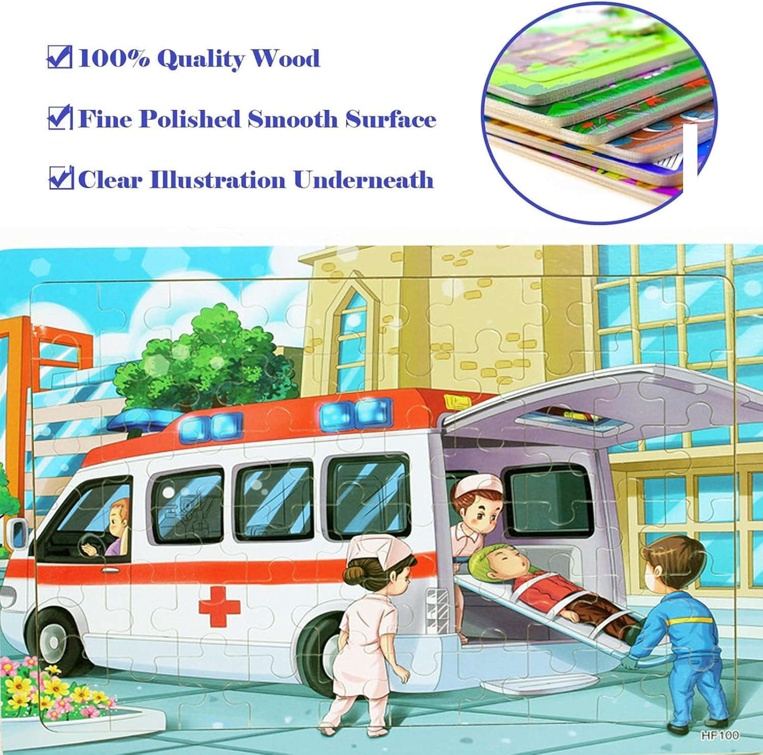 6 Pack 60 Pieces Puzzles for Kids Ages 3-8, Wooden Jigsaw Puzzles Set Preschool Educational Learning Toys for Boys,Girls,Toddlers(Combination 2) image number 5