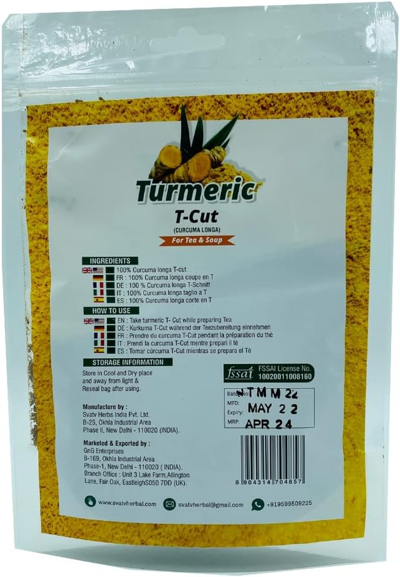 SVATV Turmeric Root T Cut | Wild Turmeric Root (Curcuma Longa) | for Tea and Soup | Golden Milk | Get Radiant Skin - 100G, 3.52 Oz, 0.22 Lbs image number 5