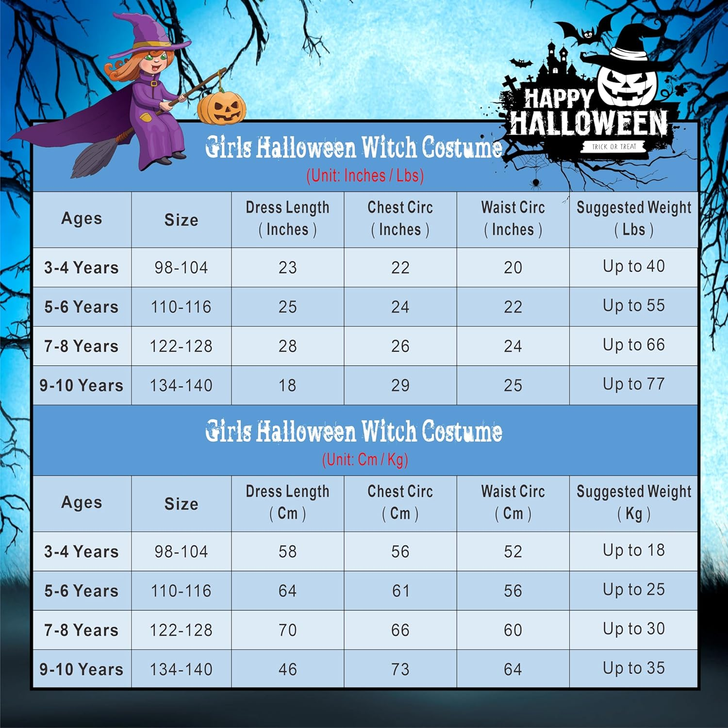 Children'S Halloween Witch Costume, Sparkling Blue Witch Dress with Hat, Halloween Witch Dress for Girls 7-8 Years image number 3