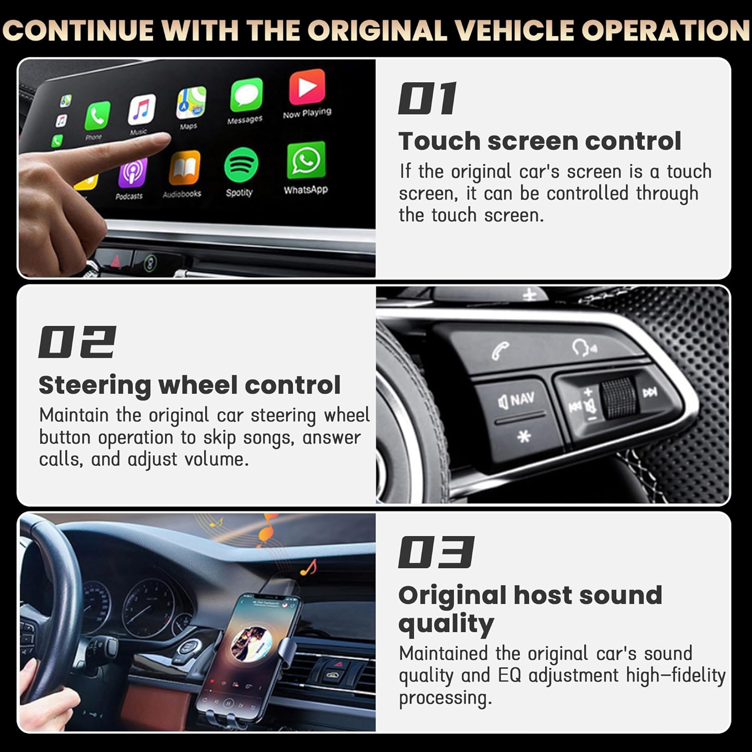 FLYTIN Wireless Carplay Adapter for Iphone, Built-In Car Mini USB Design, Wired Upgrade to Wireless, Split Screen Control, Plug and Play Fast and Stable Connection image number 1