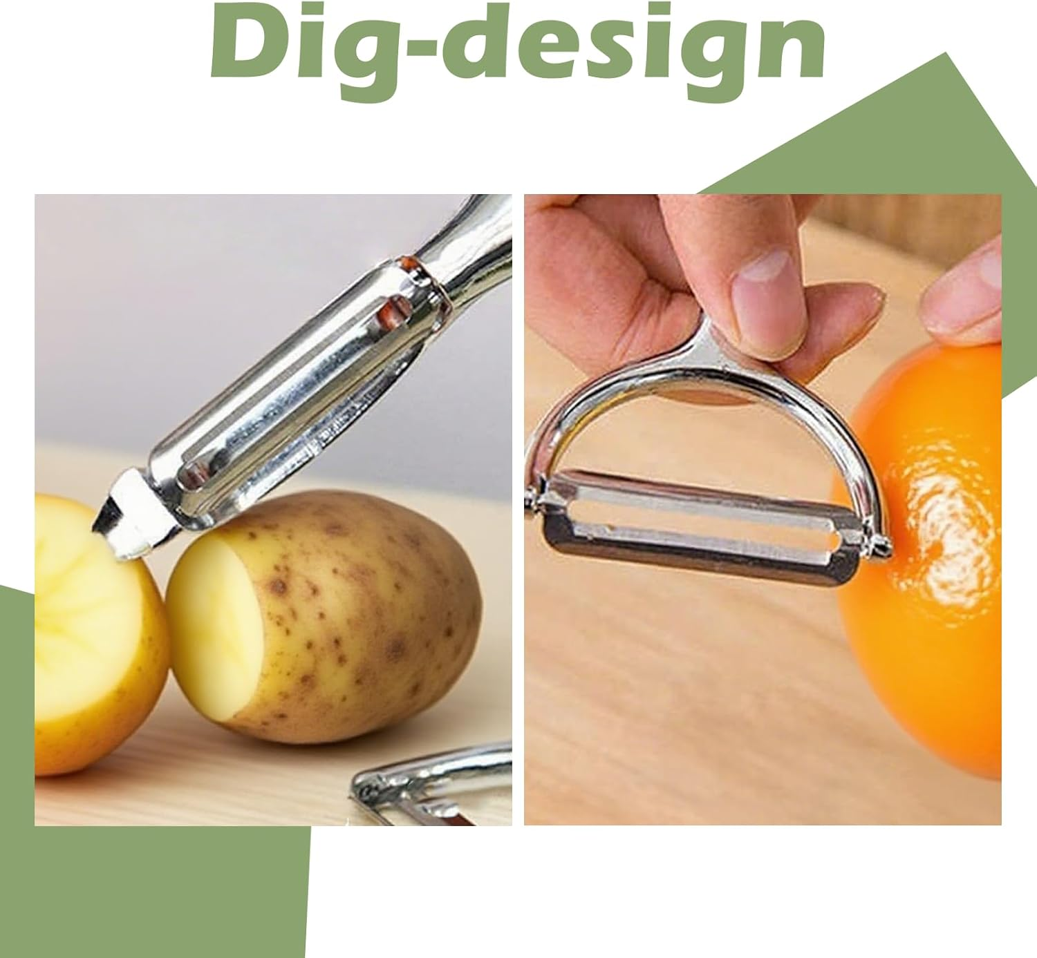 2Pcs Vegetable Peeler, Y & I Shape Swivel Blades Julienne Peeler, Potato Peeler, Stainless Steel Multi - Function Set for Kitchen and Household Use image number 4