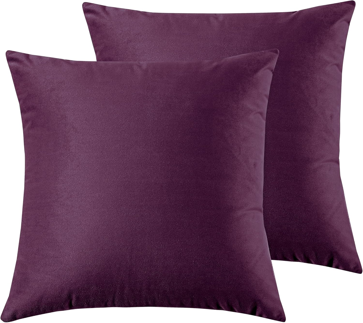 Gioia Casa Velvet Cushion Covers 45X45Cm Set of 2 &ndash; Soft Microfibre Throw Pillow Cases with Hidden Zipper &ndash; Square Decorative Cushion Covers for Couch, Bed, Sofa - Twin Pack (Plum) image number 6
