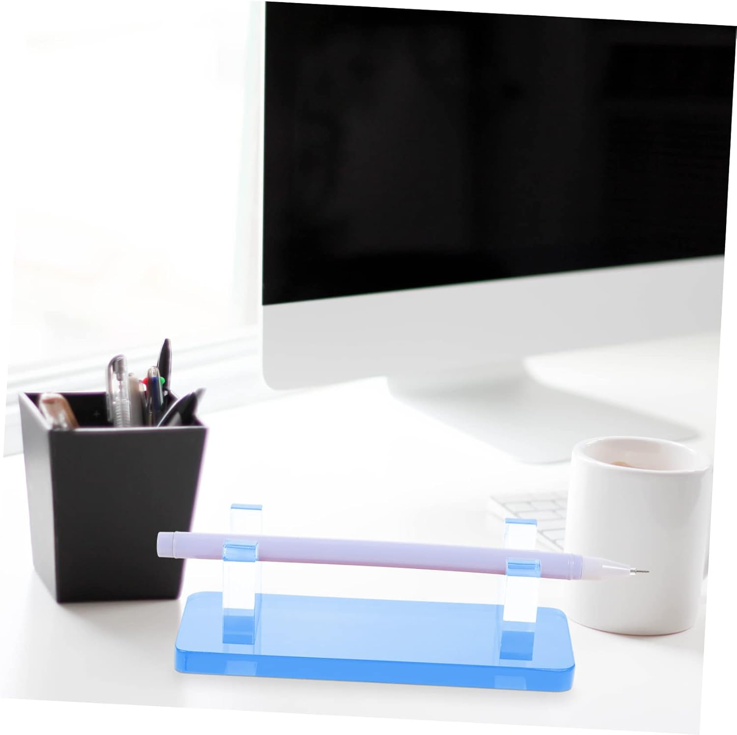 Tofficu 3Pcs Acrylic Pen Storage Stand Holder Pen Display Rack Organizer for Home Office School Dark