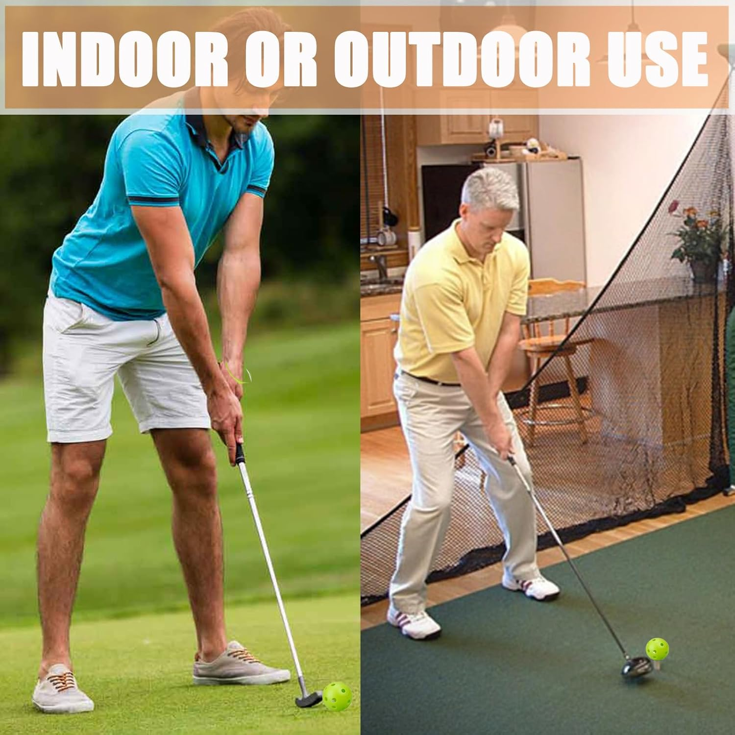 24 Pack Practice Golf Balls 42 Mm Limited Flight Plastic Golf Training Airflow Hollow Ball for Driving Range Swing Practice Backyard Indoor Outdoor Home image number 1