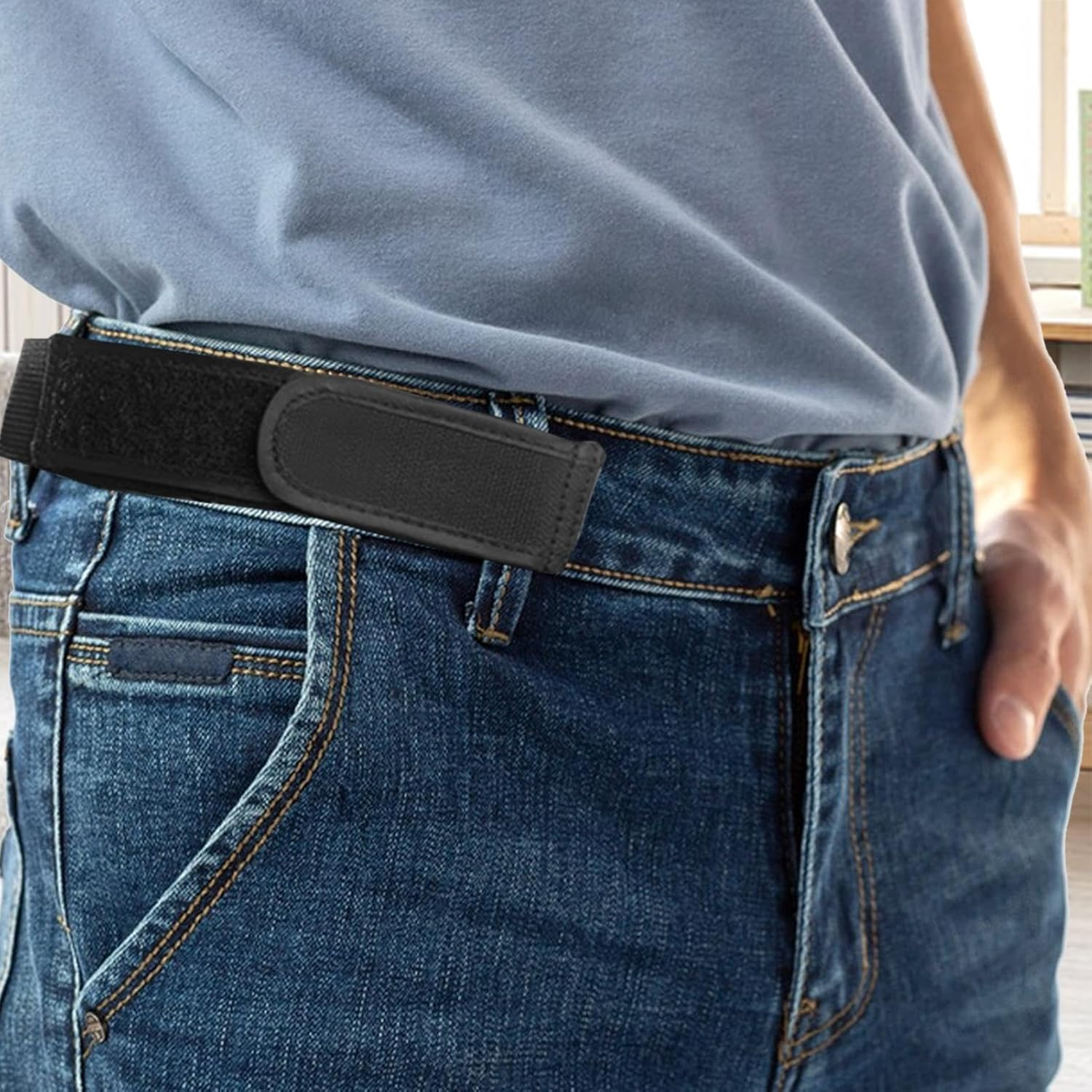 Buckleless Belt Men | Buckless Belts for Men,Adjustable Replacement Quick Release Comfortable Tightener for Uniform Travel Jeans Driving Casual157/200) image number 1