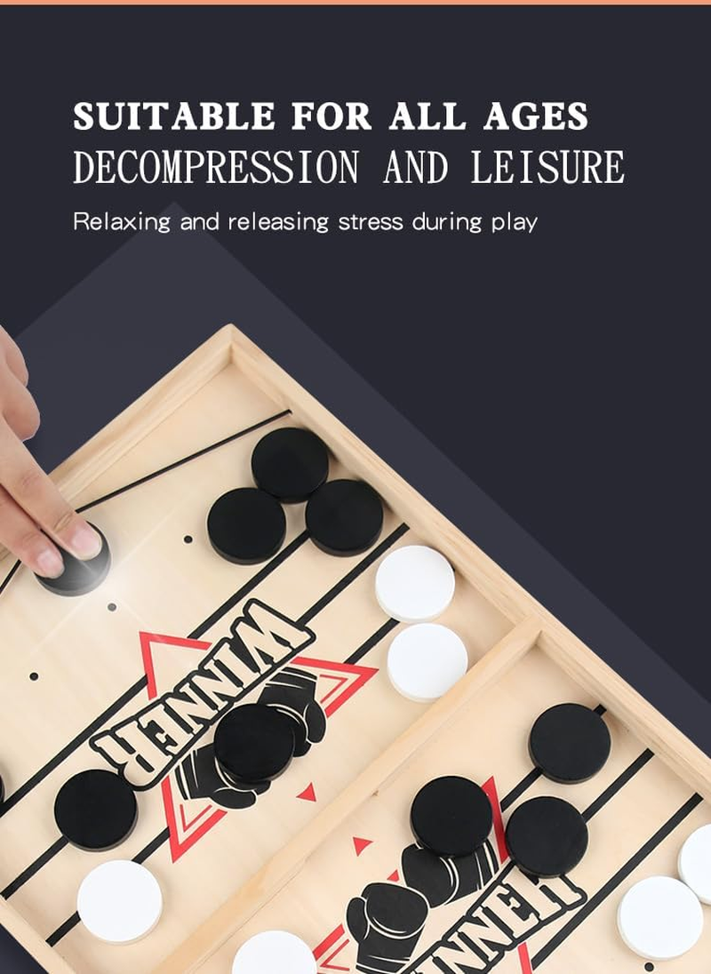 Large Fast Sling Puck Game - Test Your Speed and Accuracy with This Fast Action Super Winner Wooden Air Hockey Board Game - Guaranteed Fun for Family Game Night or Party with Friends image number 6