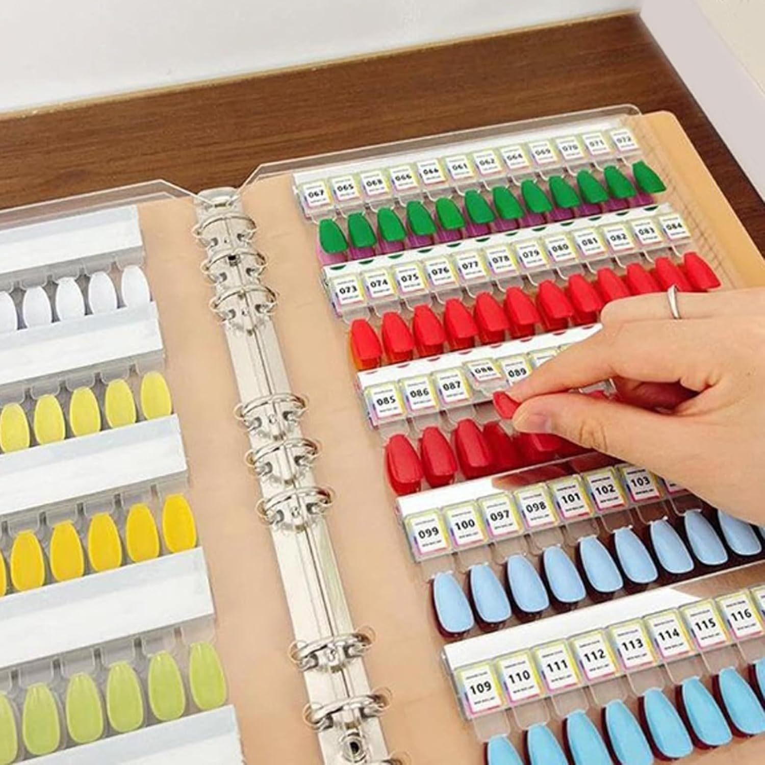 Depisuta 150 Colors Nail Art Sample Book with Compact Design, ABS PU Leather Material, Nail Swatches Organizer with Fixed Plastic Plate, 23X18Cm, for Home DIY Salon image number 2