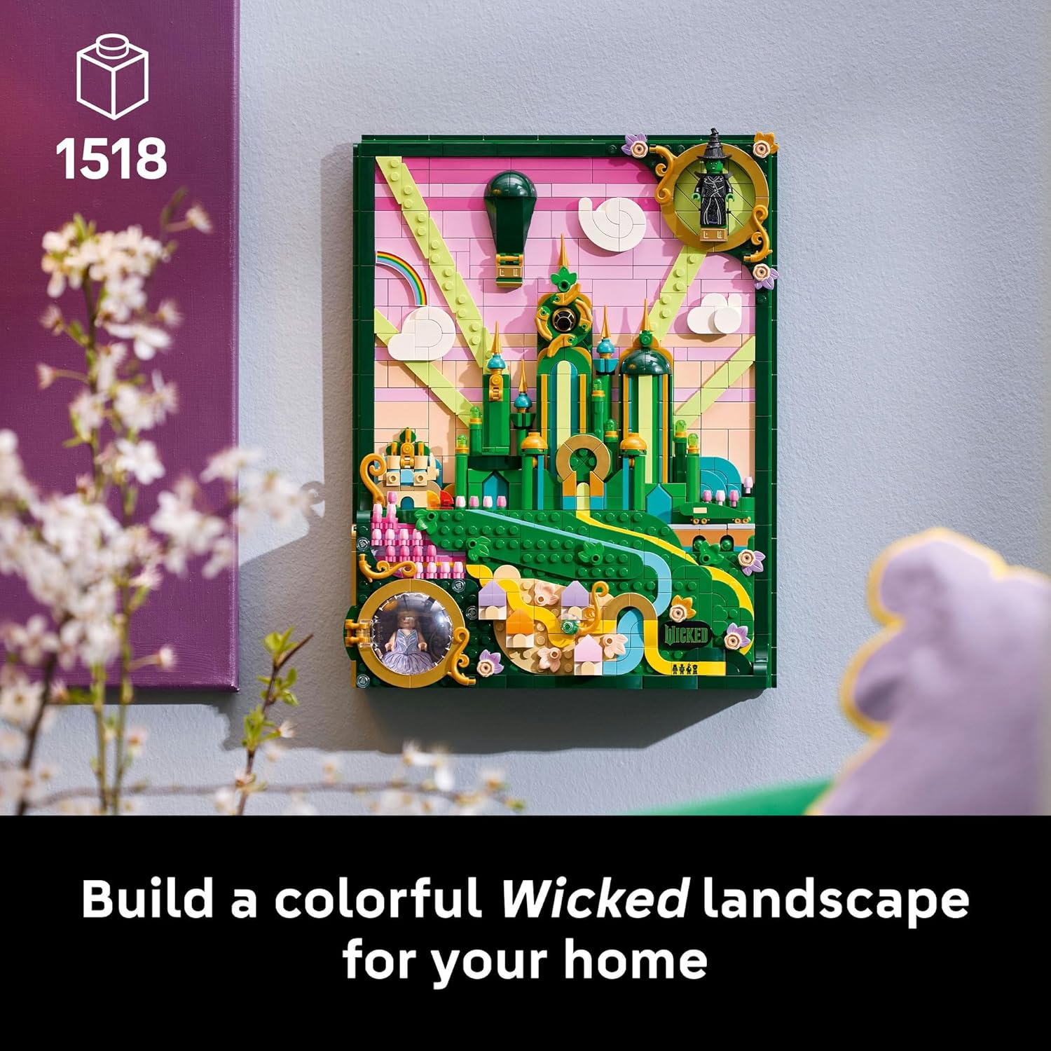LEGO&reg; Wicked Emerald City Wall Art 75685 Aesthetic Room Decor, Adventure Toy for Adults with 6 Minifigures Including Elphaba, Glinda, Dorothy Gale, Cowardly Lion, Scarecrow and Tin Man image number 5
