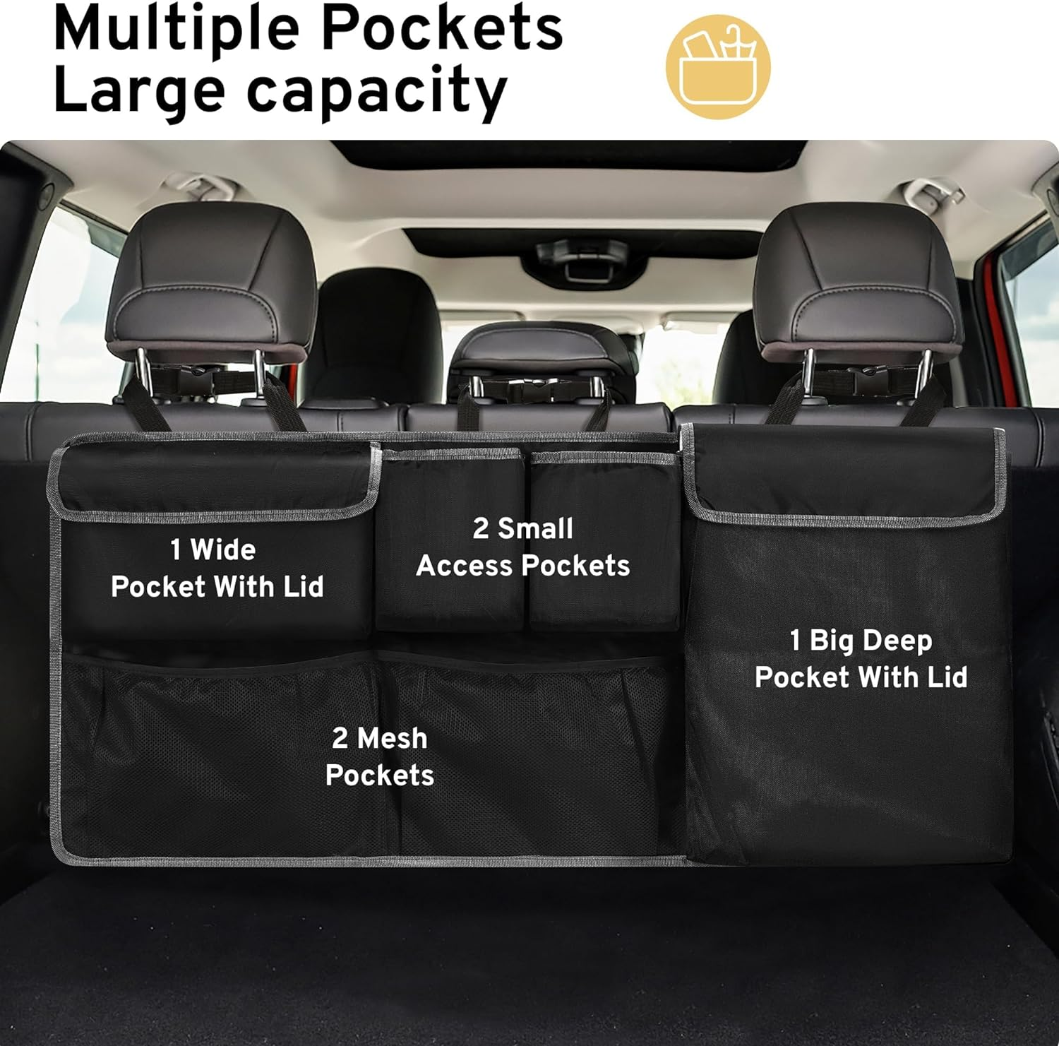 XHRING Car Trunk Organizer Backseat Hanging Storage Bag for Subaru Crosstrek Forester Outback Ascent Premium Sport Limited Base Touring XT SUV Accessories 2000-2024, CTO865SB0001 image number 5