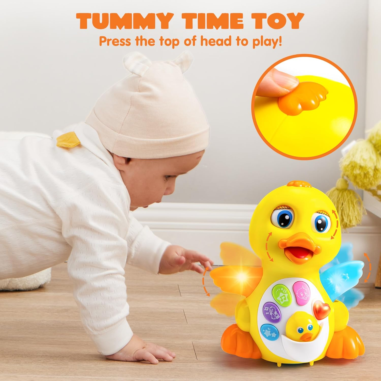 JOYIN Baby Toys Duck, Infant Dancing Crawling Musical Toys 18+ Months, Tummy Time Light up Learning Duck with Music & Lights, Baby Easter Basket Stuffers Gifts image number 2