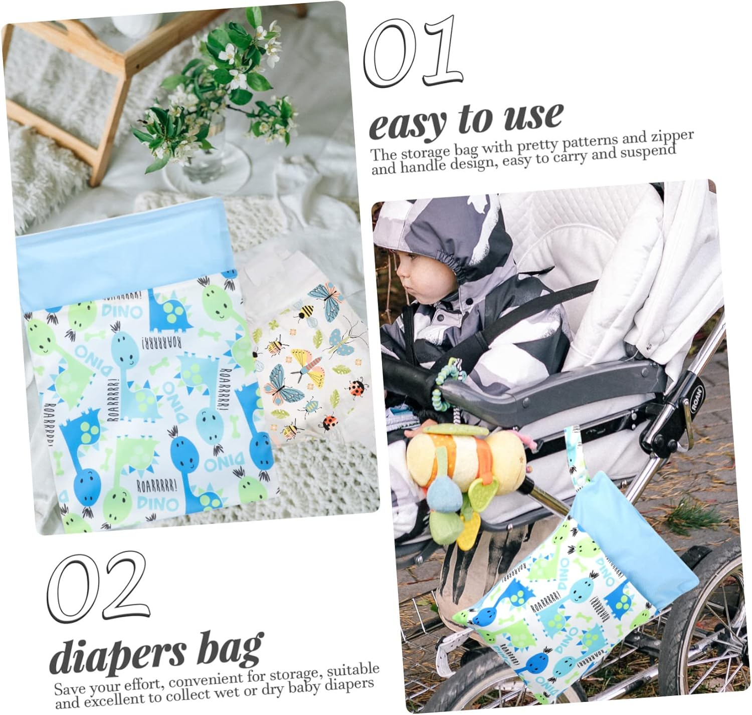 Ibasenice Multi-Functional Diaper Bag Organizer Pouch Household Storage Pouches Compact Light for Diaper Bag Essentials Zipper Design image number 5