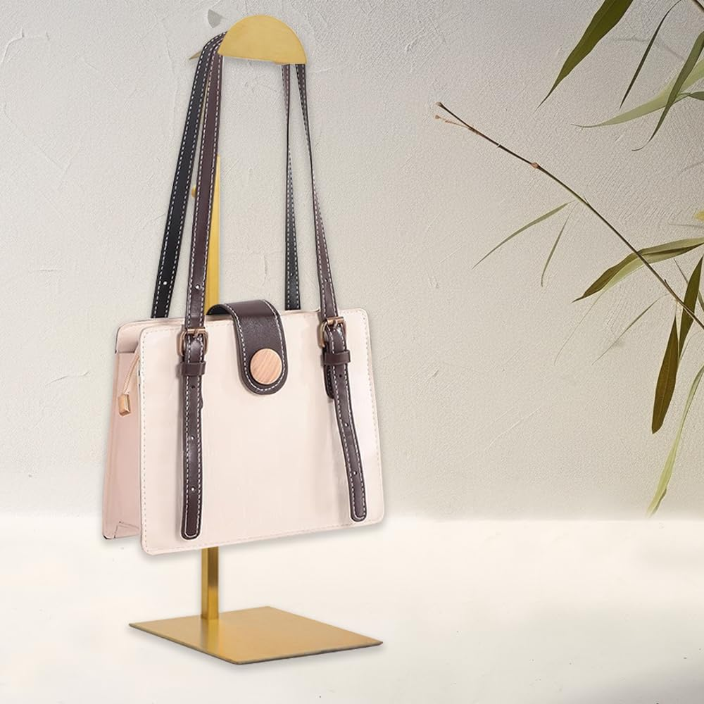 2 Pack Handbag Rack Adjustable Metal Display Stand Stainless Steel Hand Bag Display Single Hanging Hook Clothes Hanger Accessories (Gold)