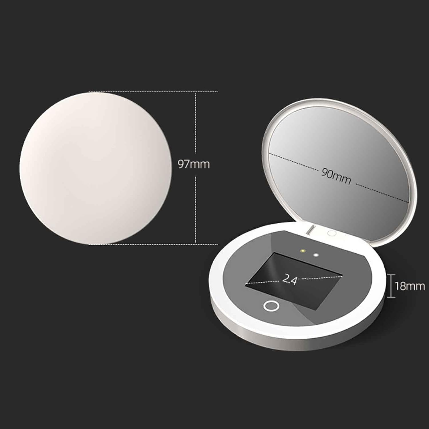 Travel Compact LED Mirror 3.5 Inch with Light, Double Sided Pocket Mirror for Travel 2X Magnification