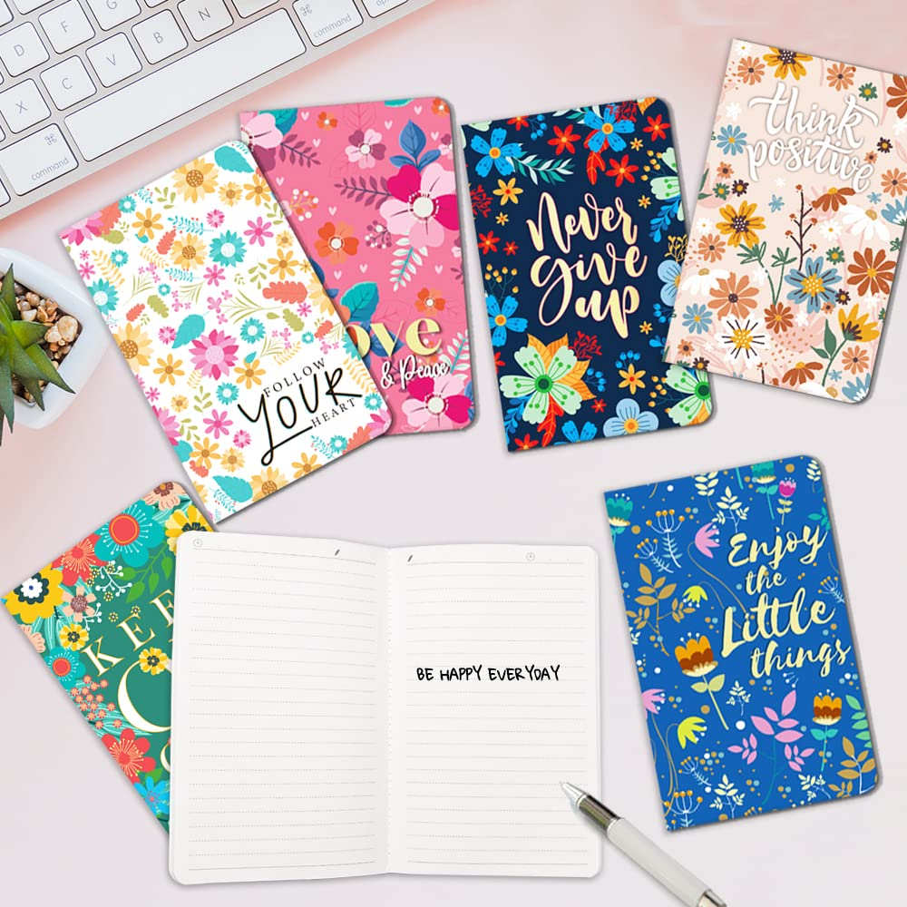 Kidepoch Floral Inspirational Notebook Bulk 6 Pack Botanical Notepad for Women 8X5 Inch Floral Patterned Notebook Memo Notebook with Motivational Quotes image number 1
