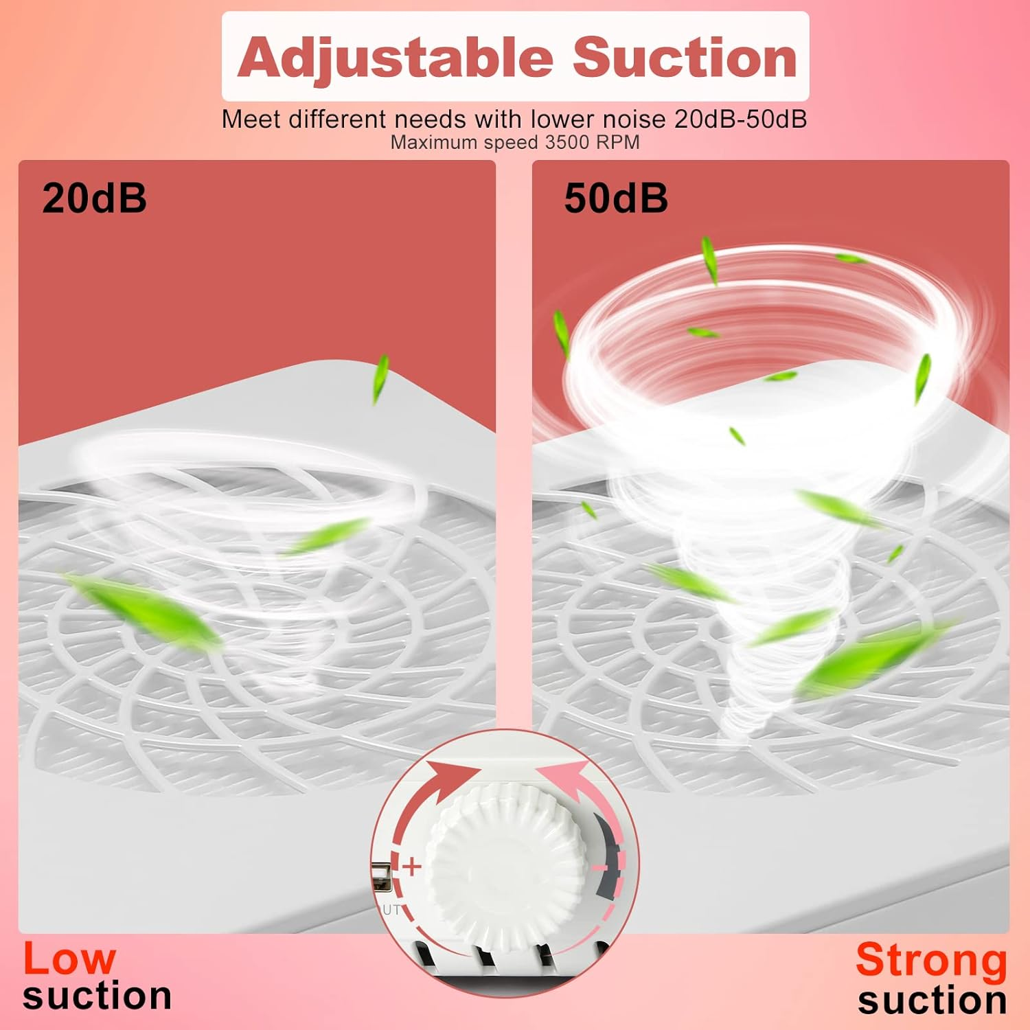 Nail Dust Collector with Reusable Filter, Nail Extractor Vacuum Acrylic Nail Dust Cleaner with Powerful Nail Vacuum Fan,Perfect for Home and Salon, Low Noise (White) image number 5