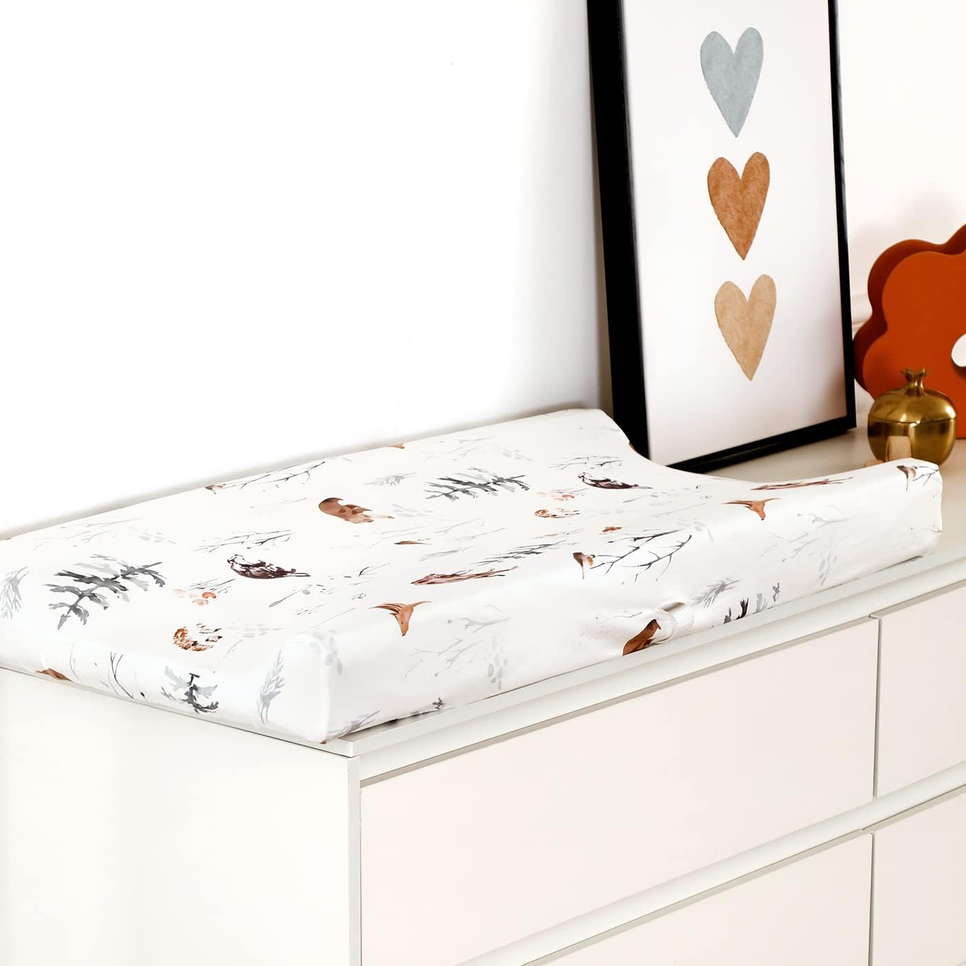 GRSSDER Stretch Ultra Soft Jersey Knit Changing Pad Cover Set 2 Pack, Change Table Pad Covers Fit 32"/34" X 16" Pads Safe and Snug, Pretty Pattern for Boys and Girls, Jungle Animals image number 5