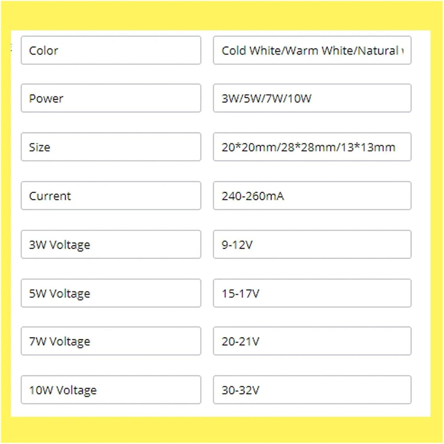 10Pcs 3W 5W 7W 10W LED Source Chip High Power LED COB Side 11Mm or 20Mm Light Bulb Light Lamp Spotlight down Light Lamps White(2422 Size 250Ma,7W 4000K) image number 2