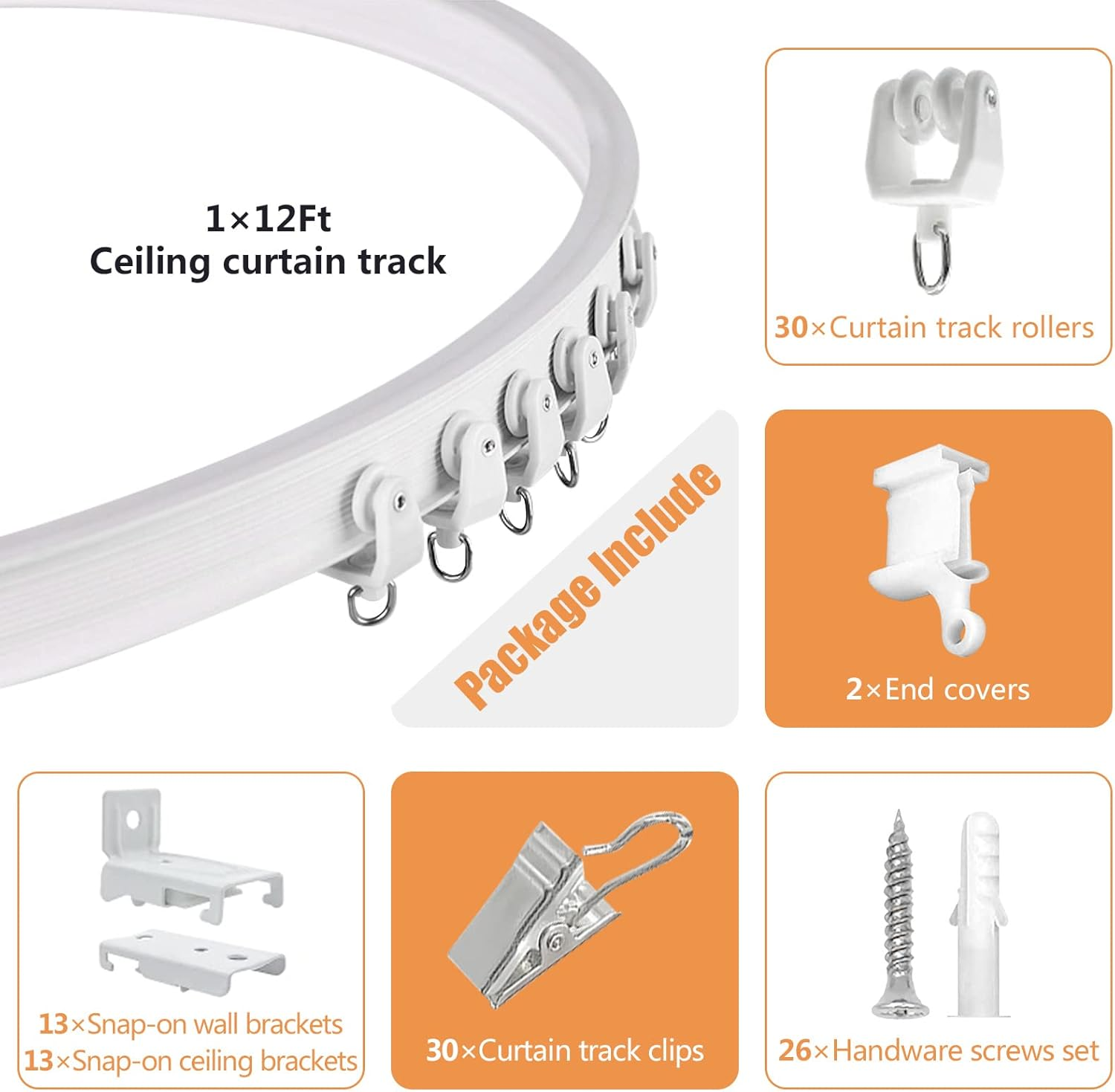 TOKPLNU Ceiling Curtain Track, Flexible Bendable Ceiling Curtain Track Curved Curtain Track 12Ft Ceiling Track for Curtains Room Divider Curtain Rail Track Ceiling Wall Mount for RV Curtain Bay Window image number 3