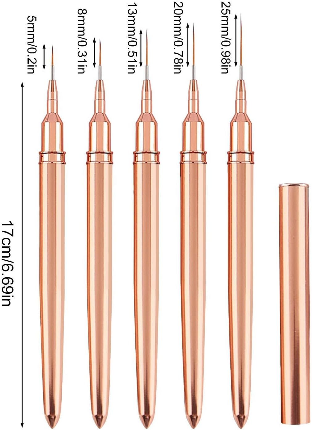 Liner Brushes | Striping Brushes Nail Drawing Set,5/8/13/20/25Mm Detail Drawing Brush, Painting Art Design Set for Long Lines, Professional Nail Puchen image number 1