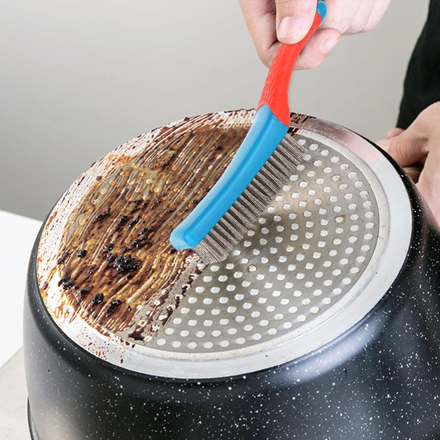 2Pack Stainless Steel Wire Metal Brushes for Rust, Paint, Grease Removal & Grill Cleaning with Straight Wire Bristles image number 1