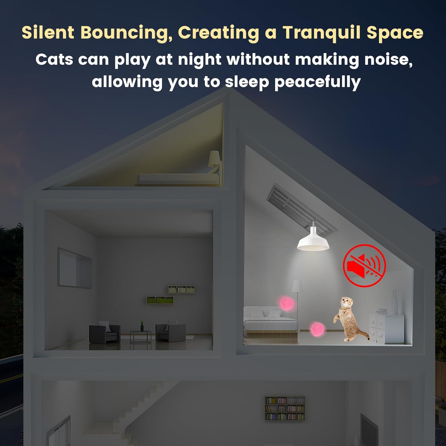 50Pcs Cat Toys Pom Pom Balls with 1 Launcher Set, Interactive Cat Toy Stuff for Indoor Both Adult & Kitten Toys image number 1