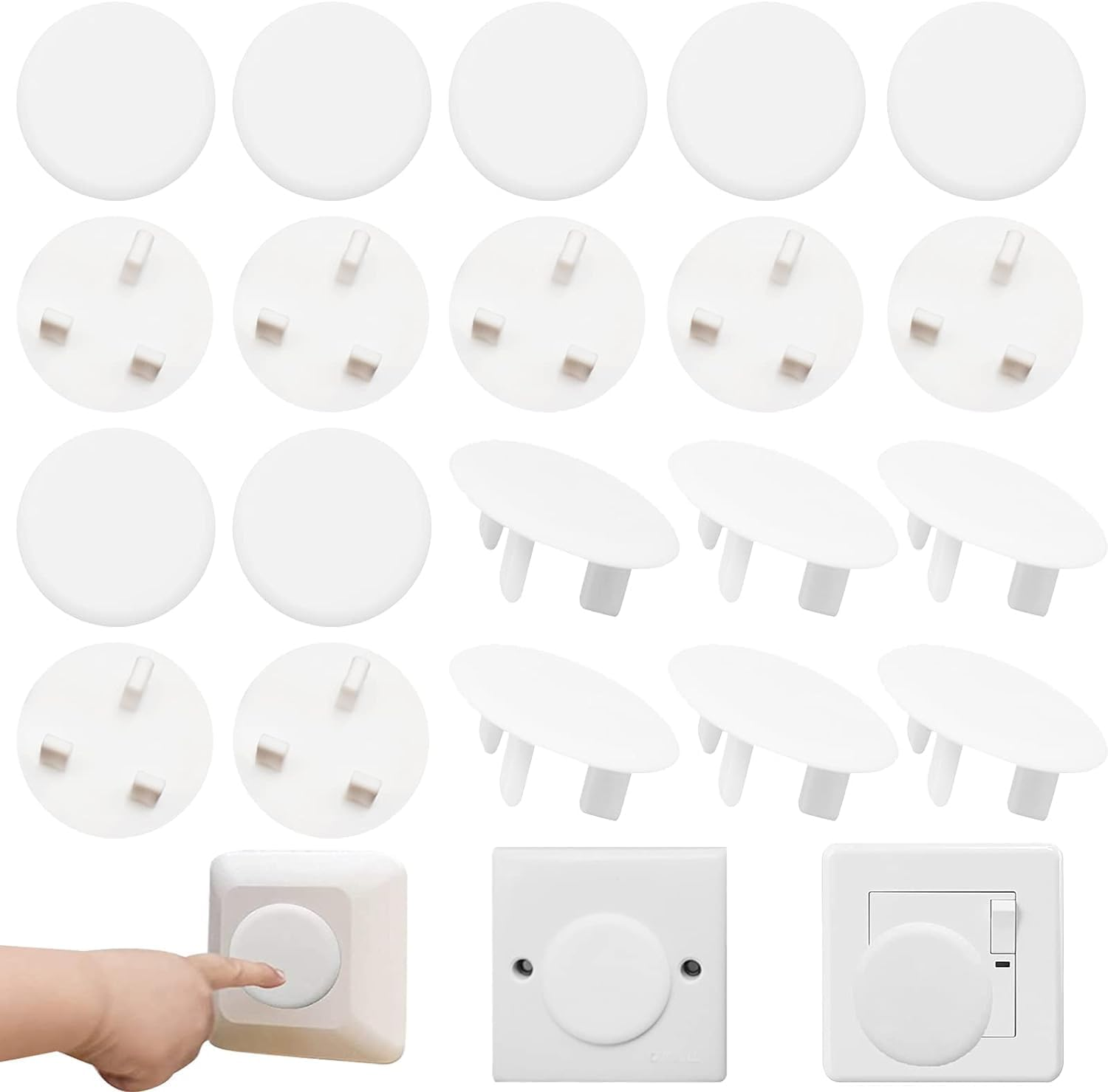 Outlet Covers, 20 Pcs Outlet Plug Covers, Baby Proofing Plug Covers 3-Prong Child Safety Socket Covers Electrical Outlet Protectors Kid Proof Outlet Cap image number 3