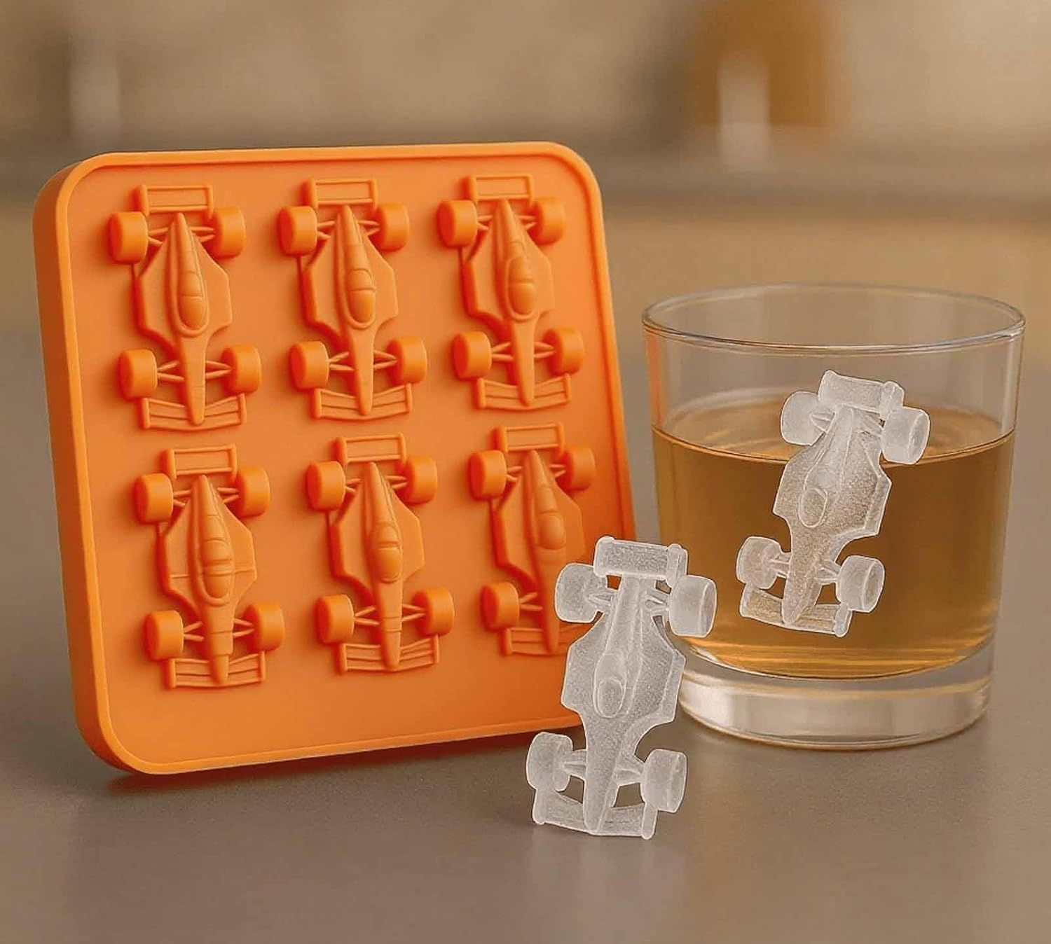 Xiaaofea Formula Racing Car Ice Mold, 6 Cavity 3D Food Grade Silicone Ice Cube Tray, Easy Release Mold for Themed Tumblers, DIY Baking Chocolate Candy Making Tools image number 1