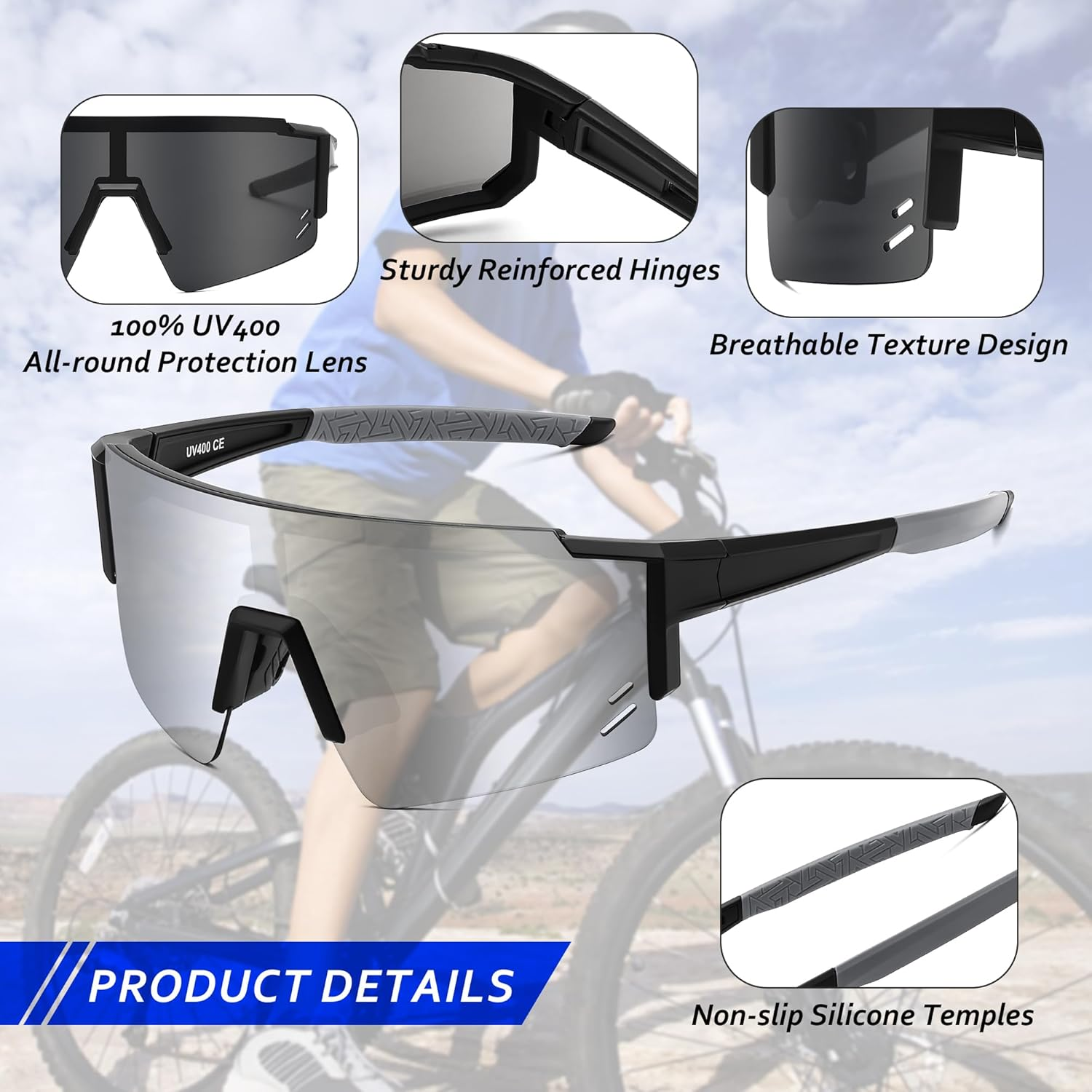 FEISEDY Kids Sunglasses for Boys Girls, UV400 Protection Teens Sports Sunglasses for Cycling Baseball Running - Red Black Frame/Red Mirror image number 4