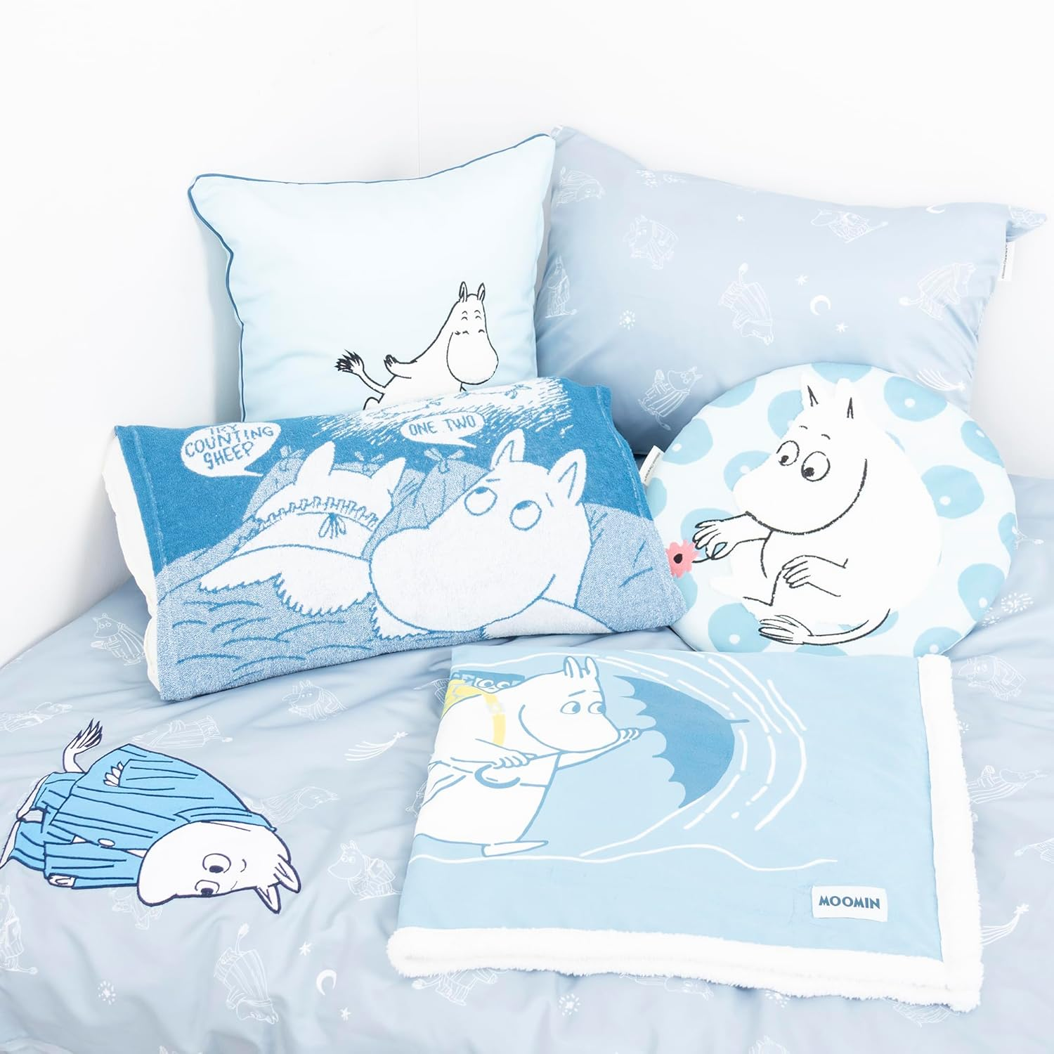 Moripilo Futon Cover Set, Moomin (Duvet Cover, 59.1 X 82.7 Inches (150 X 210 Cm), Pillowcase, 16.9 X 24.8 Inches (43 X 63 Cm), Gray, Goods, Cute Bedding Cover, 2-Piece Set, Character - Moomin image number 5
