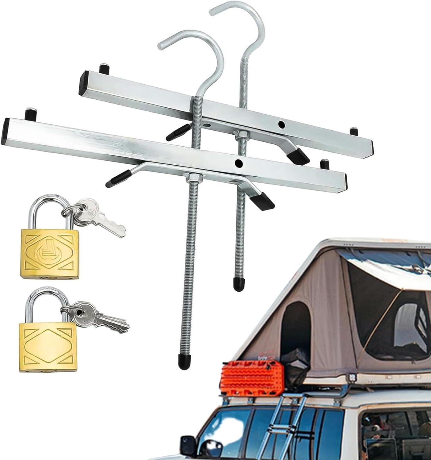 Ladder Roof Rack Clamps - Iron Ladder Accessory Lock | Ladder Accessory Locks | Ladder Secure Clamps | Roof Rack Ladder Clamp | Lock Jaw Ladder Grip Secure and Easy to Use image number 5