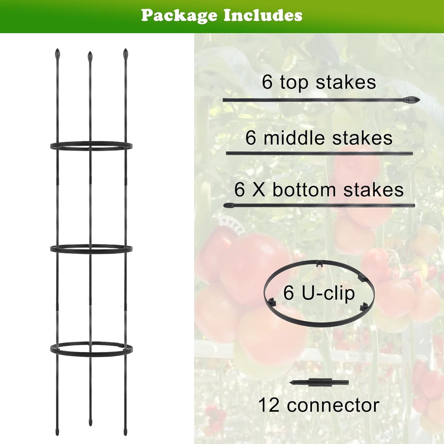 2 Pack Garden Trellis, 2 in 1 Plant Cages & Supports for Vines Crop, Potted/Climbing Plants Indoor Outdoor, Plant Stake for Flower, Vegetable, Tomato, Pot Trellis image number 2