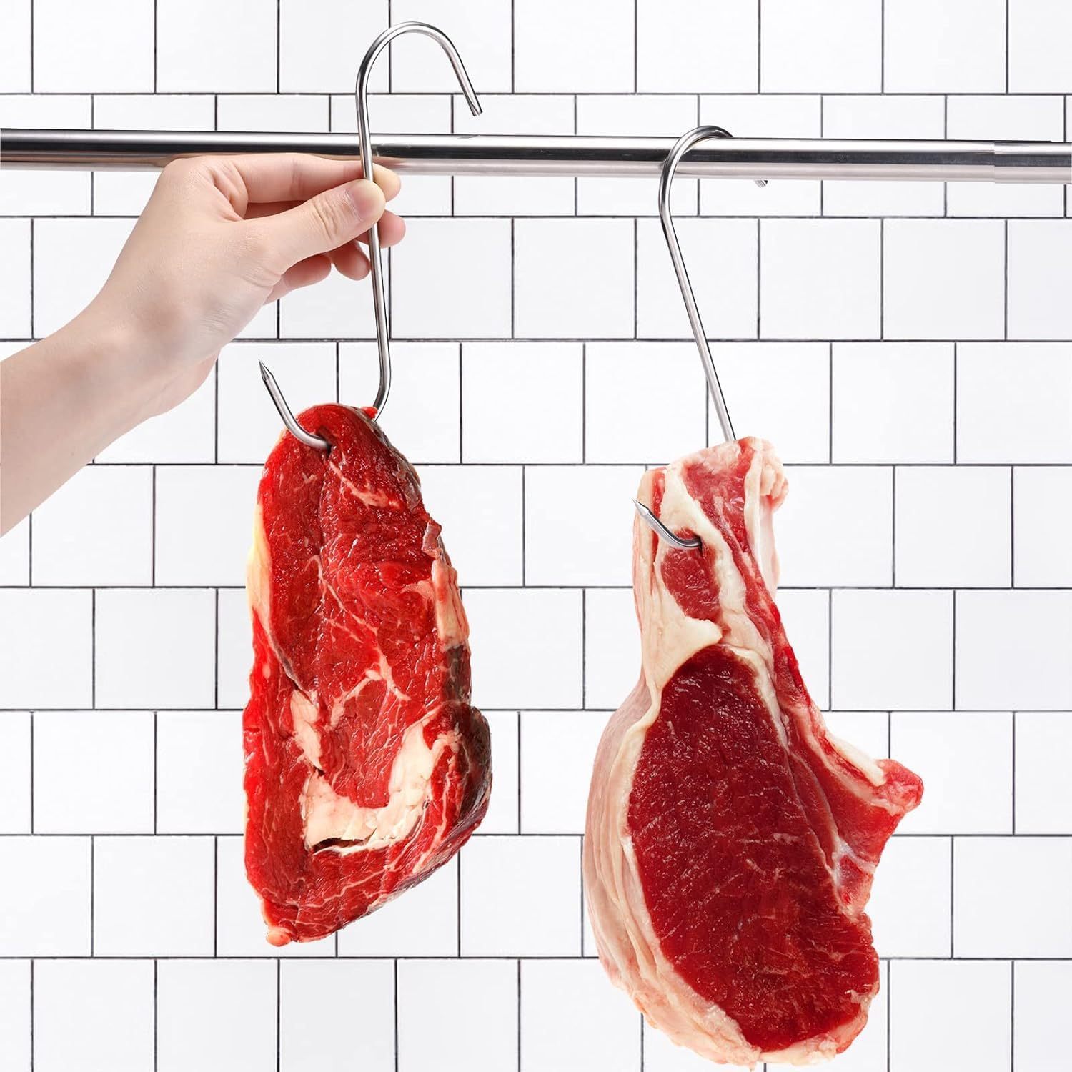 WADY Meat Hooks, 12Pcs Premium Stainless Steel Butcher Hook Smoking Hooks,Meat Processing for for Hot and Cold Smoking,Chicken Hunting Smoking Ribs,Hanging,Drying,Bbq,Grilling (5.1Inch/13Cm) image number 6