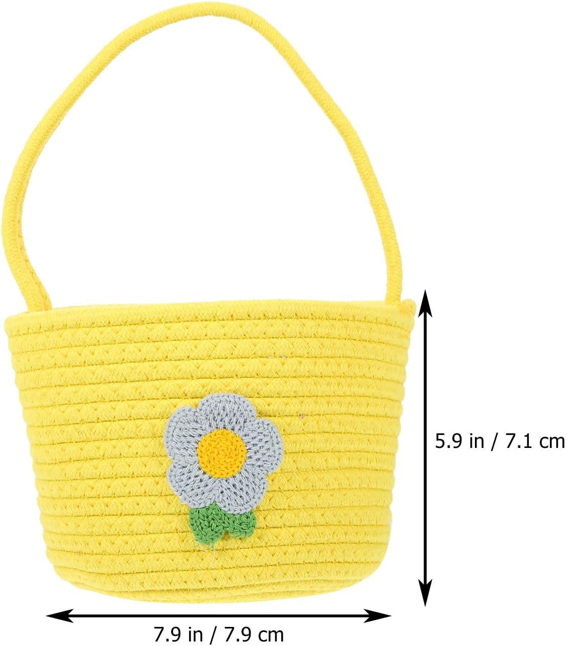 Holibanna Easter Baskets Small Knitted Cotton Rope Tote Bag Easter Eggs Bucket Picnic Basket Clothing Storage Basket for Days Decoration image number 6