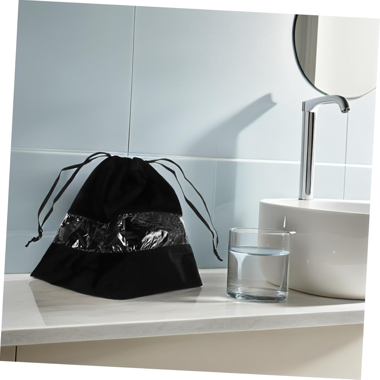 Portable Transparent Drawstring Dryer Bag Lightweight Velvet Dust Pouch for Hair Dryers Curling Tools Shoes and Purses Travel Friendly Organizer with Easy Access Closure Black - Grey image number 2