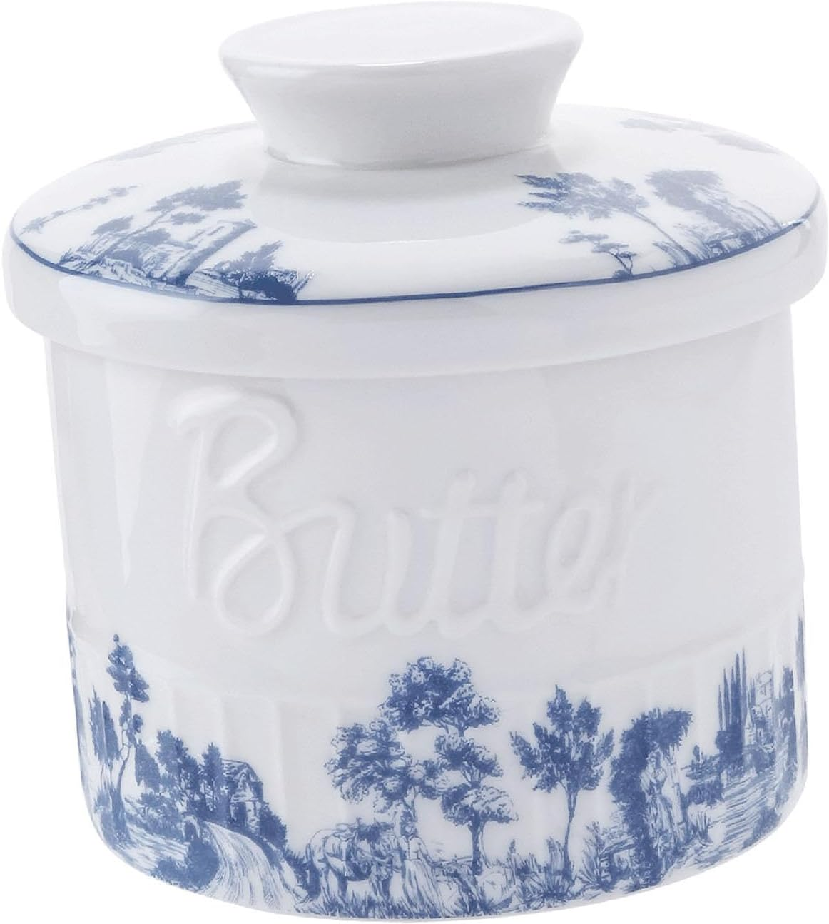 Fenteer Butter Dish Butter Crock with Lid for Soft Butter Porcelain Butter Container Butter Keeper for Cafe Dining Table Centerpiece , Style A image number 6