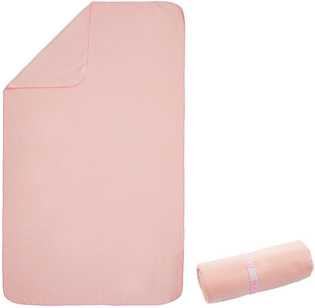 Nabaiji Decathlon Ultra Compact Microfibre Stiped Towel, Fluo Pale Peach, Large image number 4