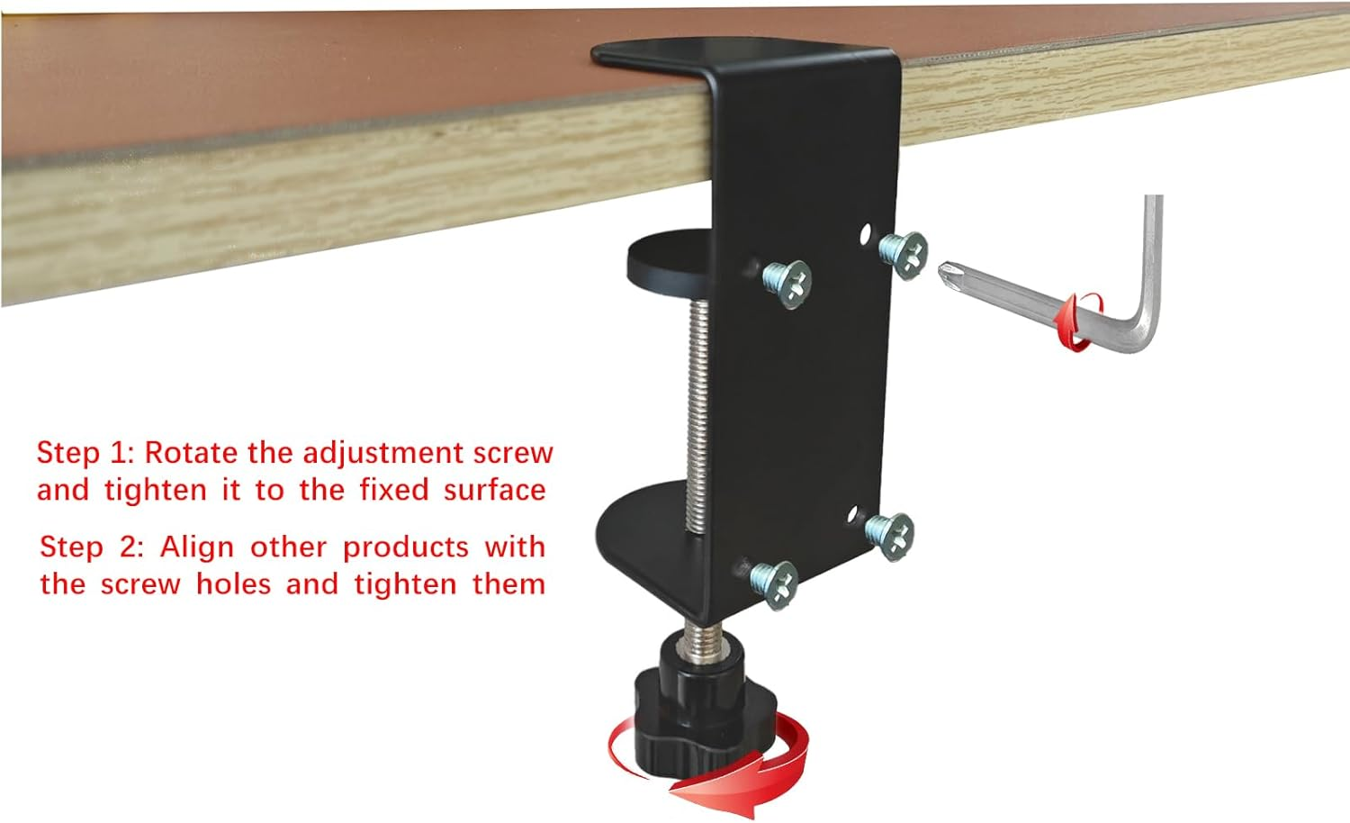 Jhanw 3 Inch C-Clamp with Four Small Holes in the Back, 2-Pack Adjustable Desk C Clamps for Range 0.35"~3.37", Versatile Clamp for Brake, Parts Assembly, Fastening, Welding, Woodwork, Metal Work image number 2