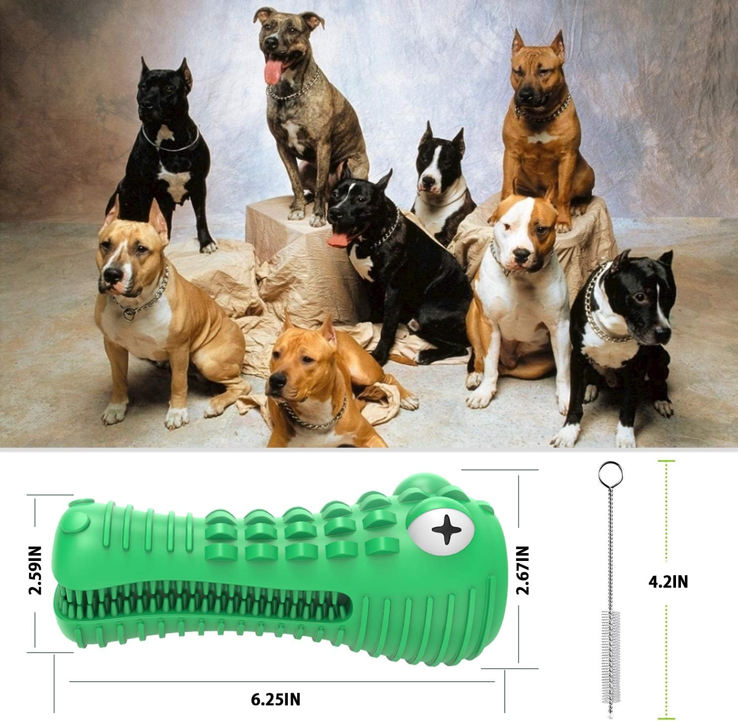 Squeaky Dog Toys for Large Medium Dogs,Tough Indestructible Dog Chew Toys Dog Teeth Cleaning Toothbrush for Dog Dental Care/0 image number 4