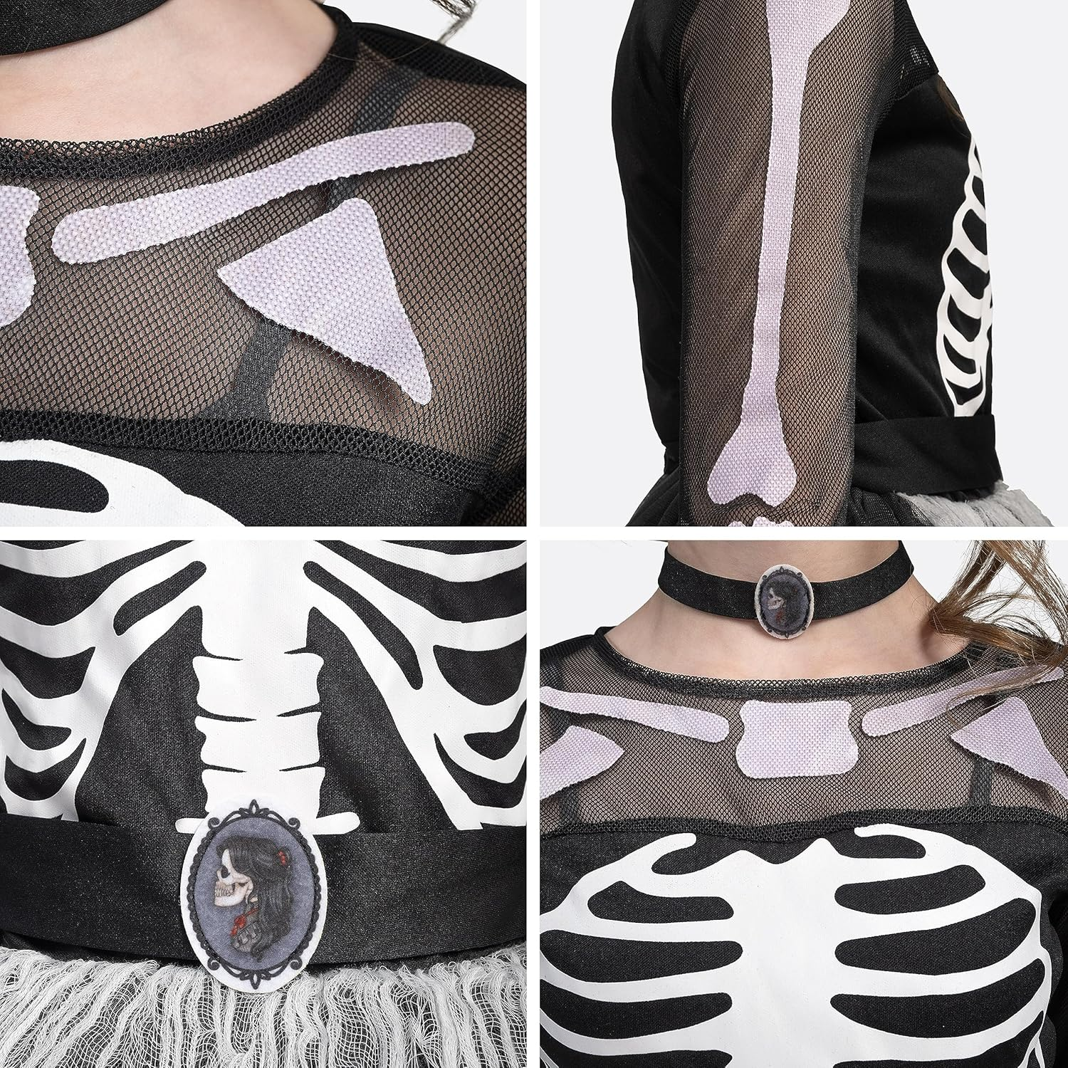 Spooktacular Creations Halloween Girls Skeleton Costume, Ghostly Skeleton Tutu Dress for Girls Halloween Dress Up image number 2