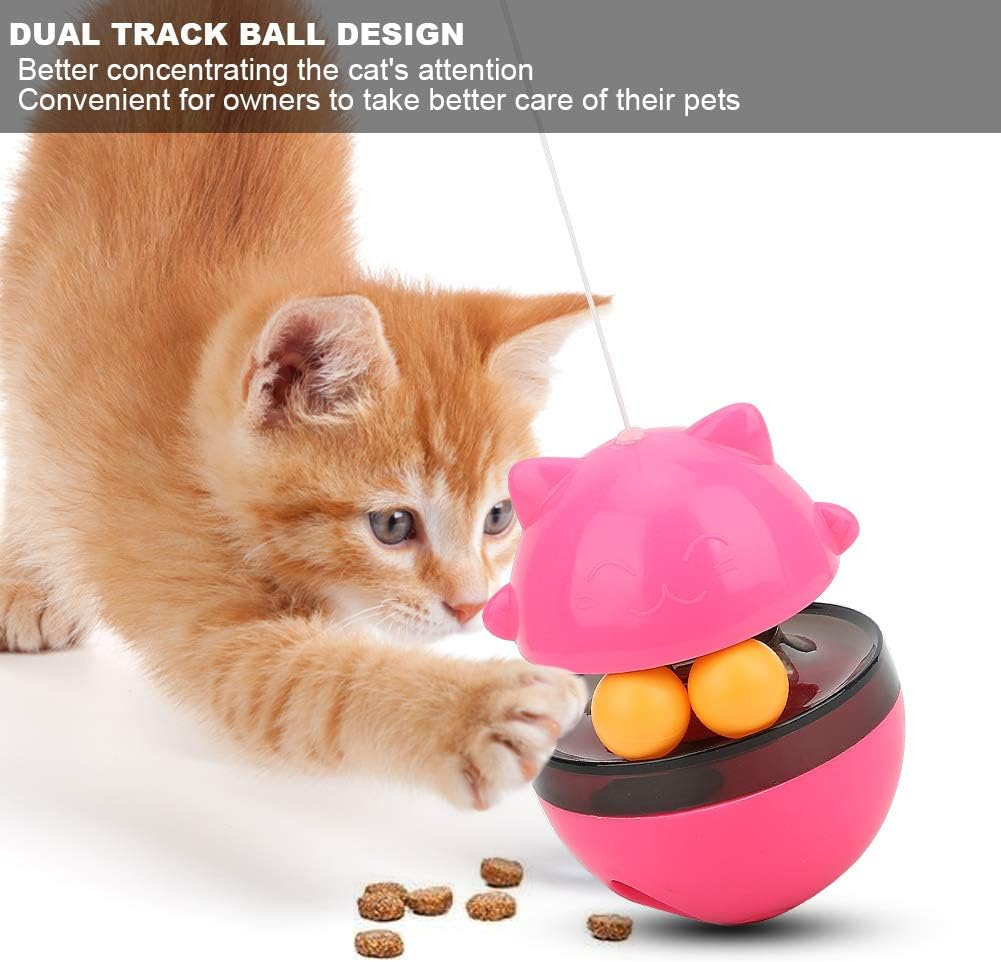 Cat Interactive Toy, Kitty Shape Tumble Food Dispensing Ball Pet Treat Feeder Leaking Dispenser, Fun Pet Leaking Food Toy Plastic Pet Fun Tumbler Feeder for Medium Small Dogs image number 5