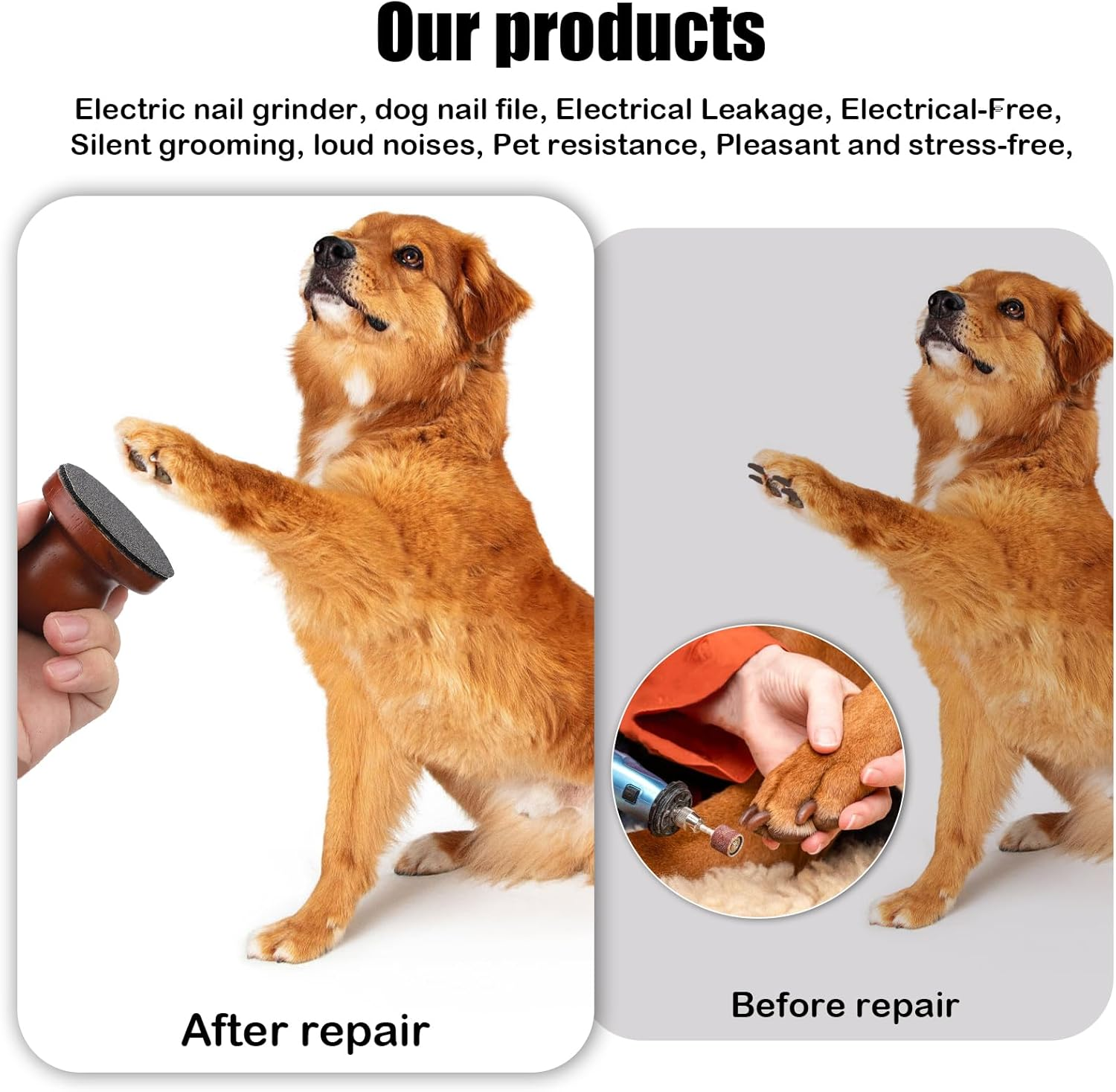 Dog Nail File, Quiet Dog Nails Scratch Pad Board with 6 Replaceable Filing Disc Dog Nail Portable Dog Nail Clippers for Grooming Dog Nail File Trimmer for Smoothing Pet Gifts image number 1