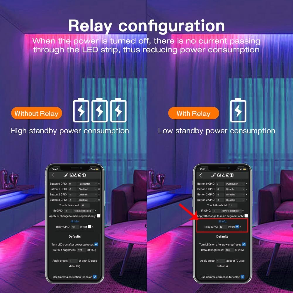 LED WLED Driver ESP32 15A Built-In Microphone Fuse Music Mode UART USB Type C Power Saving Relay APP Control Easy Wiring for RGB IC Addressable Digital WS2811 WS2812