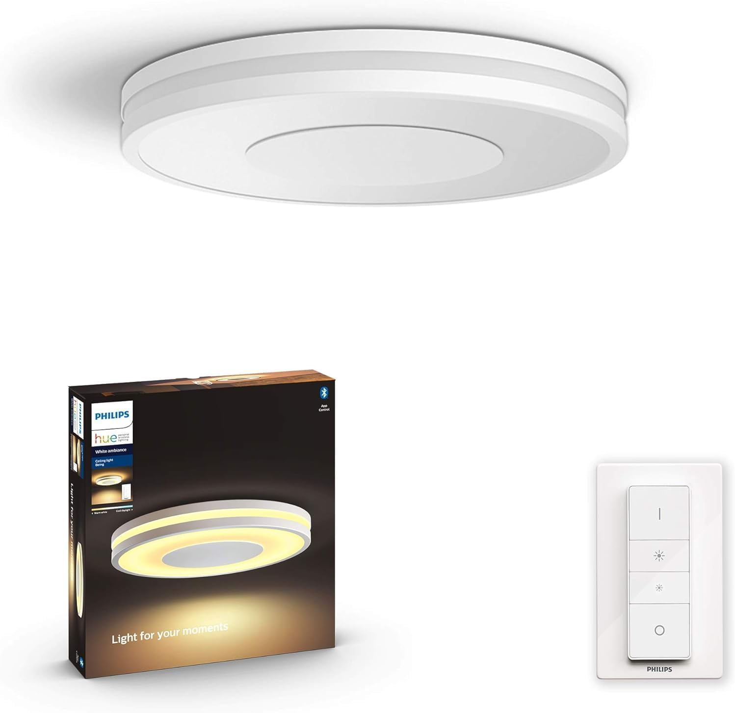 Philips Hue Enrave White Ambiance Smart Ceiling Light [Small], White. Compatible with Alexa, Google Assistant and Apple Homekit