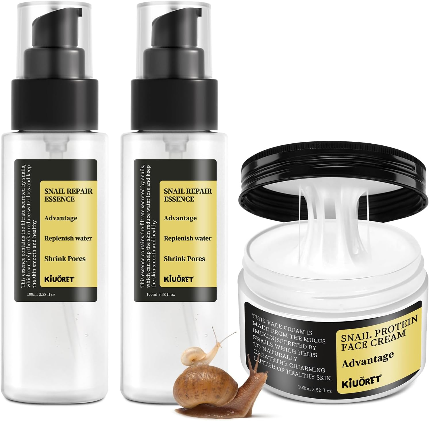 Snail Mucin 96% Skincare Set - Anti-Aging Serums & Snail Mucin 92% Cream - Advanced Snail 96% Mucin Power Essence Hydrates, Reduces Wrinkles & Fine Lines - 3PCS Korean Skincare Set for All Skins image number 5