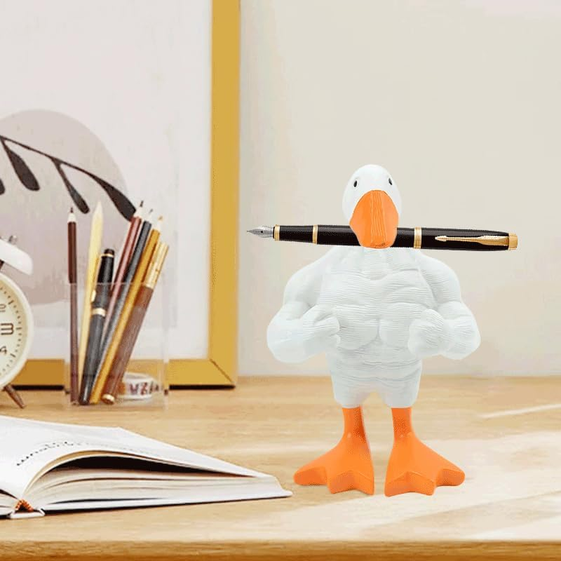 Fun Muscular Buff Duck Statue Ornament Cute Funny Muscle Goose Duck Sculptures Magnetic Key Holder Tool Organizer Holder Figurine Ornaments for Home Living Room Bedroom Housewarming Ideas Gift (1PCS) - 1Pcs image number 4