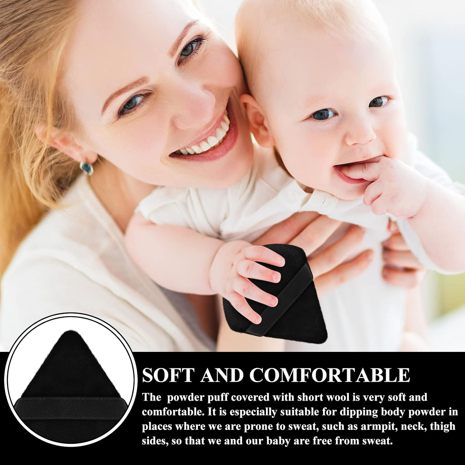 Maitys 12 Pcs Powder Puff Triangle for Face Makeup Cosmetic Loose Powder Puff Velour Soft Body Washable Reusable Foundation Sponge Wet Dry Makeup Tool for Women(Small,Black, Gray) image number 4