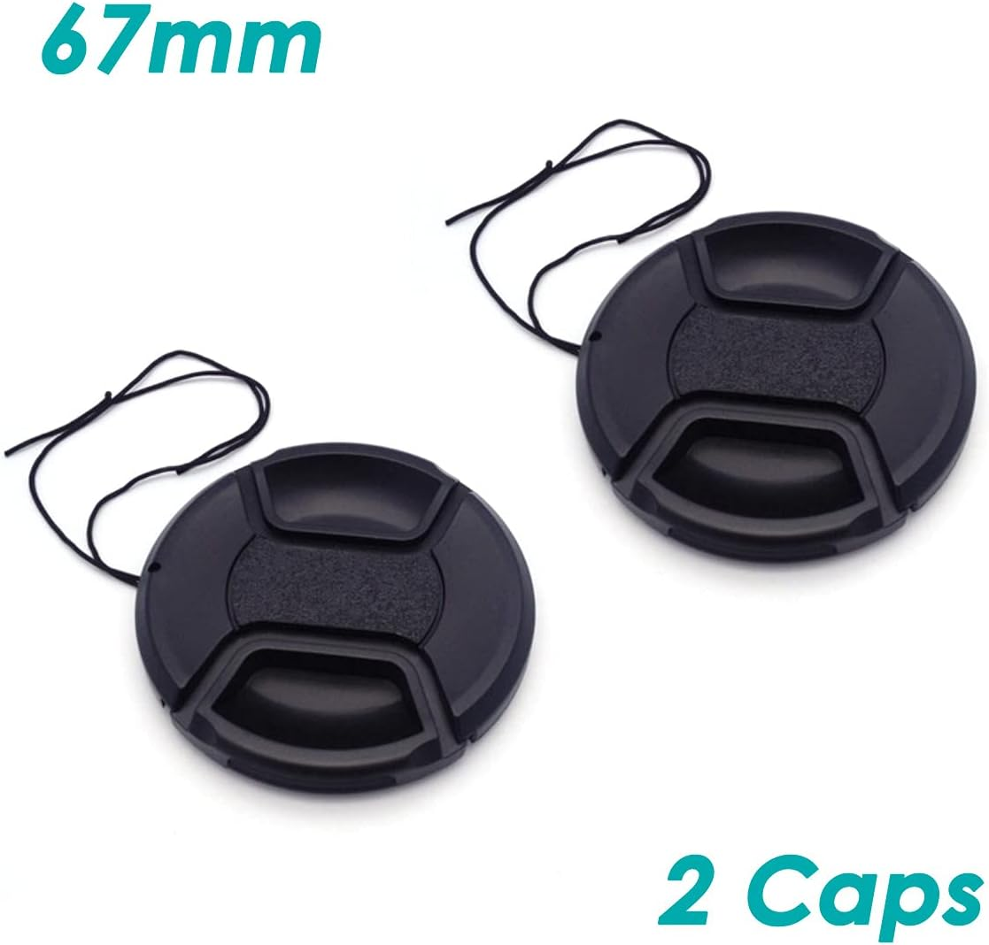 2 Pcs Universal Camera Lens Front Caps 67Mm with Secure String, Top One Tech Centre Pinch Snap-Clips Snap-On Design Protective Front Cover Lid Replacement DSLR Camera Film Camera image number 3