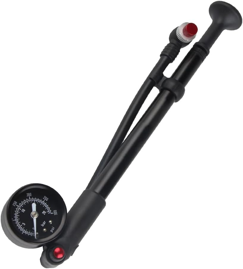 High-Pressure 300 PSI Bike Shock Pump, Bicycle Pump with Visual Dial, Front Fork & Rear Shock Suspension Portable Mini Pump with Air Bleed Button image number 5