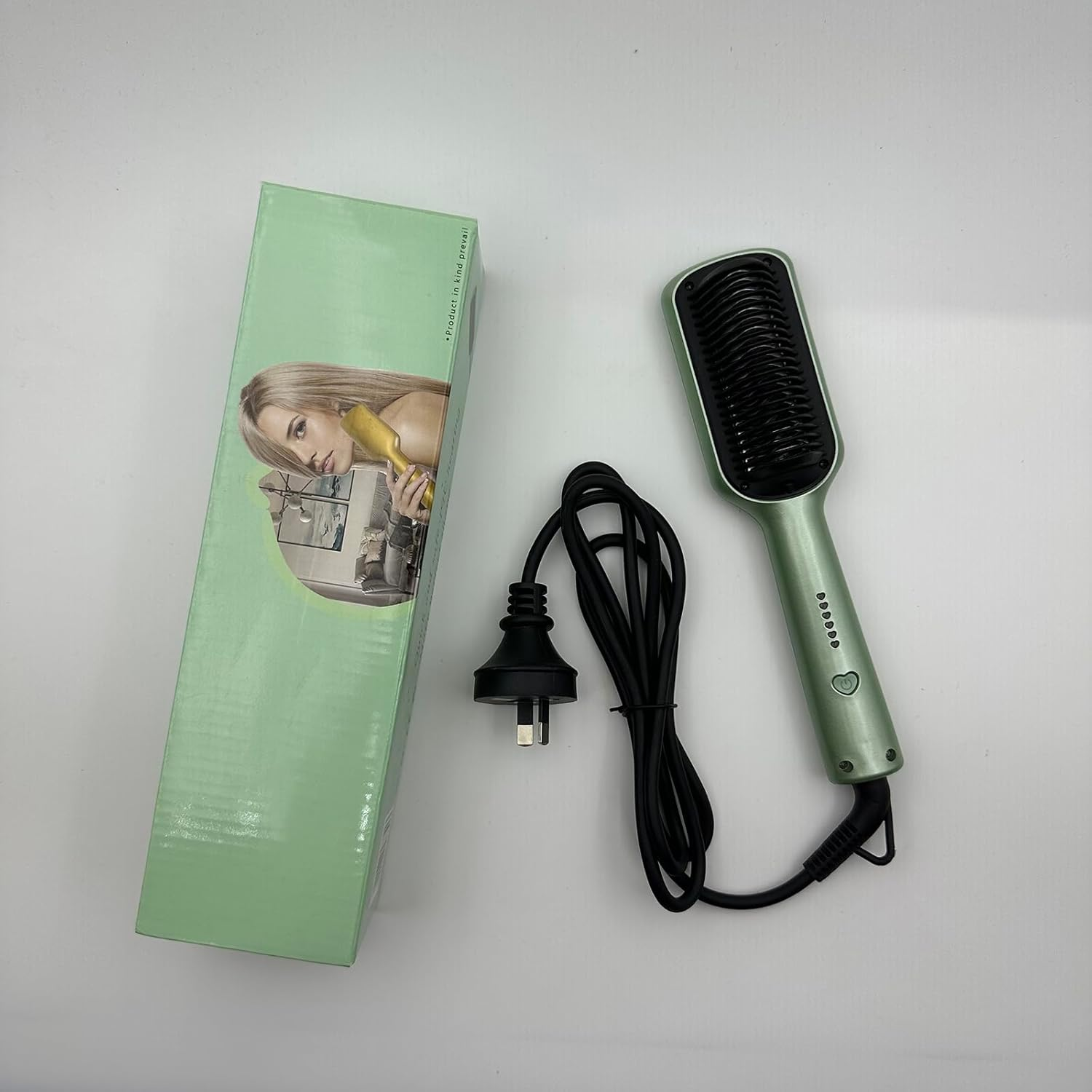 Xoxel Hair Straightener Brush Hair Iron with Built-In Comb, Fast Heating, 5 Temp Settings, Anti-Scald, Salon-Quality for All Hair Types Green